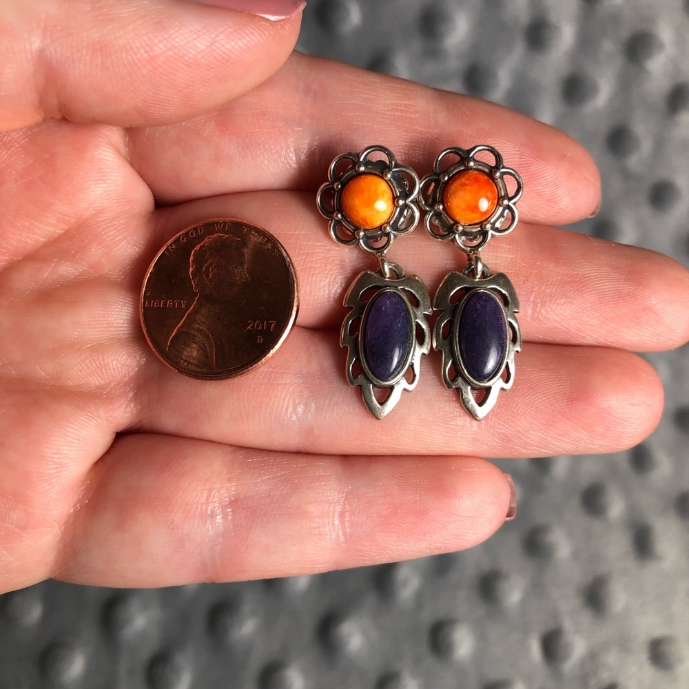 Spiny Oyster and Sterling Silver Earrings